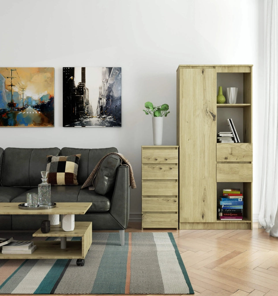 Cassettiera AKORD CL5 Cassettiera Quercia Artisan 40 cm 5 cassetti 40x35x92 cm