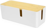 Box di gestione cavi con coperchio in bambù, organizzatore di cavi, cassa per nascondere cavi, contatori e fili isolati, bianca