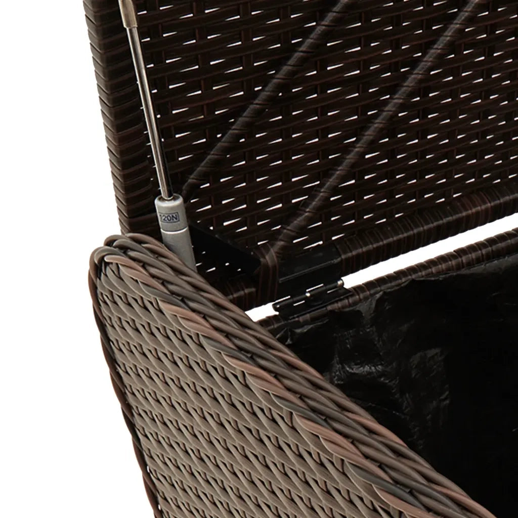 Cassapanca con Cuscino-Baule-Panca con ContenitoreMarrone 115x51x52 cm in Polyrattan