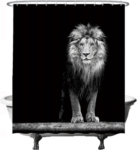 Doccia a rullo con testa di leone - 180 x 200 cm - Nero Bianco Grigio