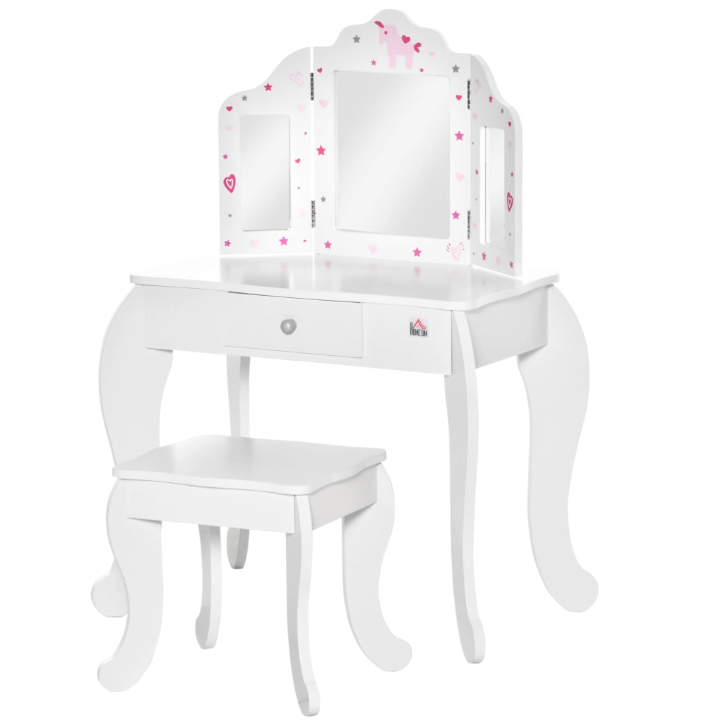 Tocador Bambini con Specchio e Cassetto ¨C zephmum ¨C Bianco