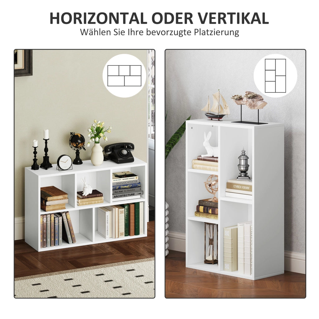 Libreria a 5 ripiani in legno ¨C zephmum ¨C bianco 60x24x30 cm