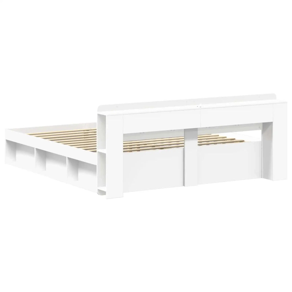 Telaio del letto con storage con testiera Bianco 180 x 200 cm
