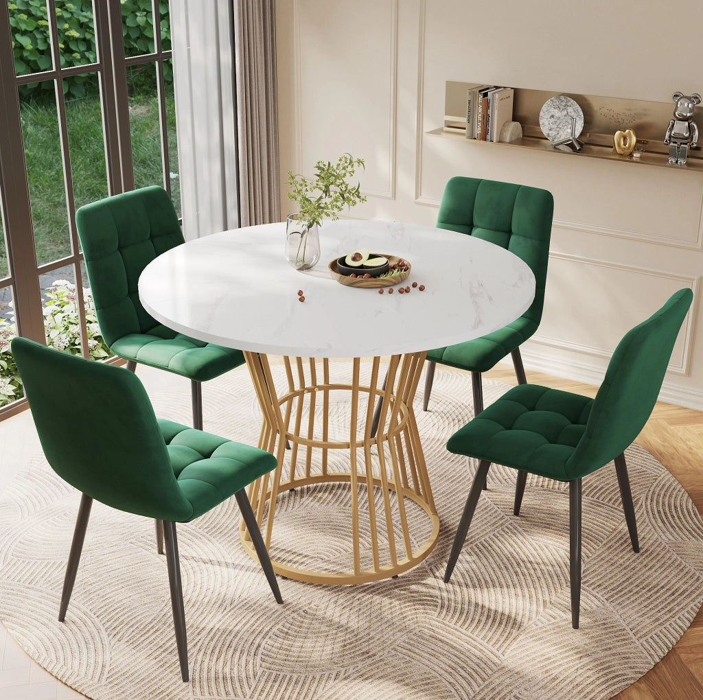 Set da pranzo 5 pezzi 100 cm; piano effetto marmo; MDF multicolore