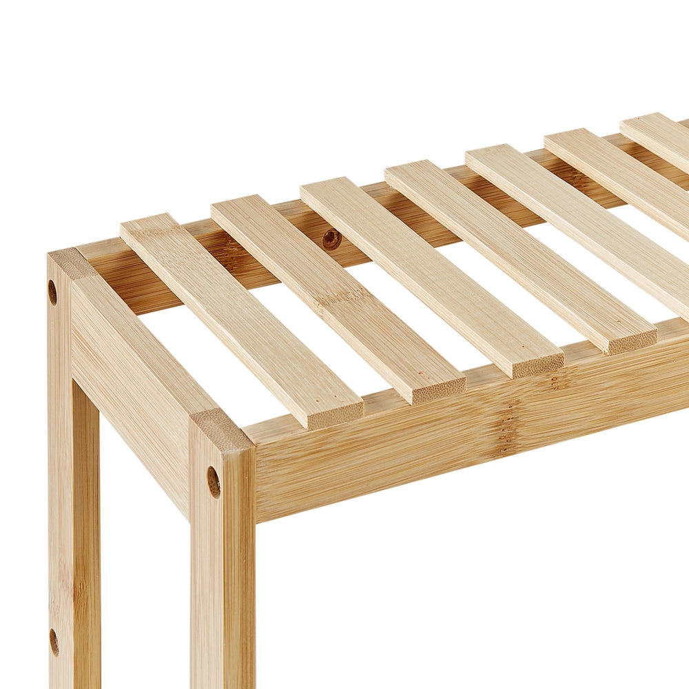 Mensola da parete per bagno in marrone chiaro di bambù 3 ripiani stile minimalista