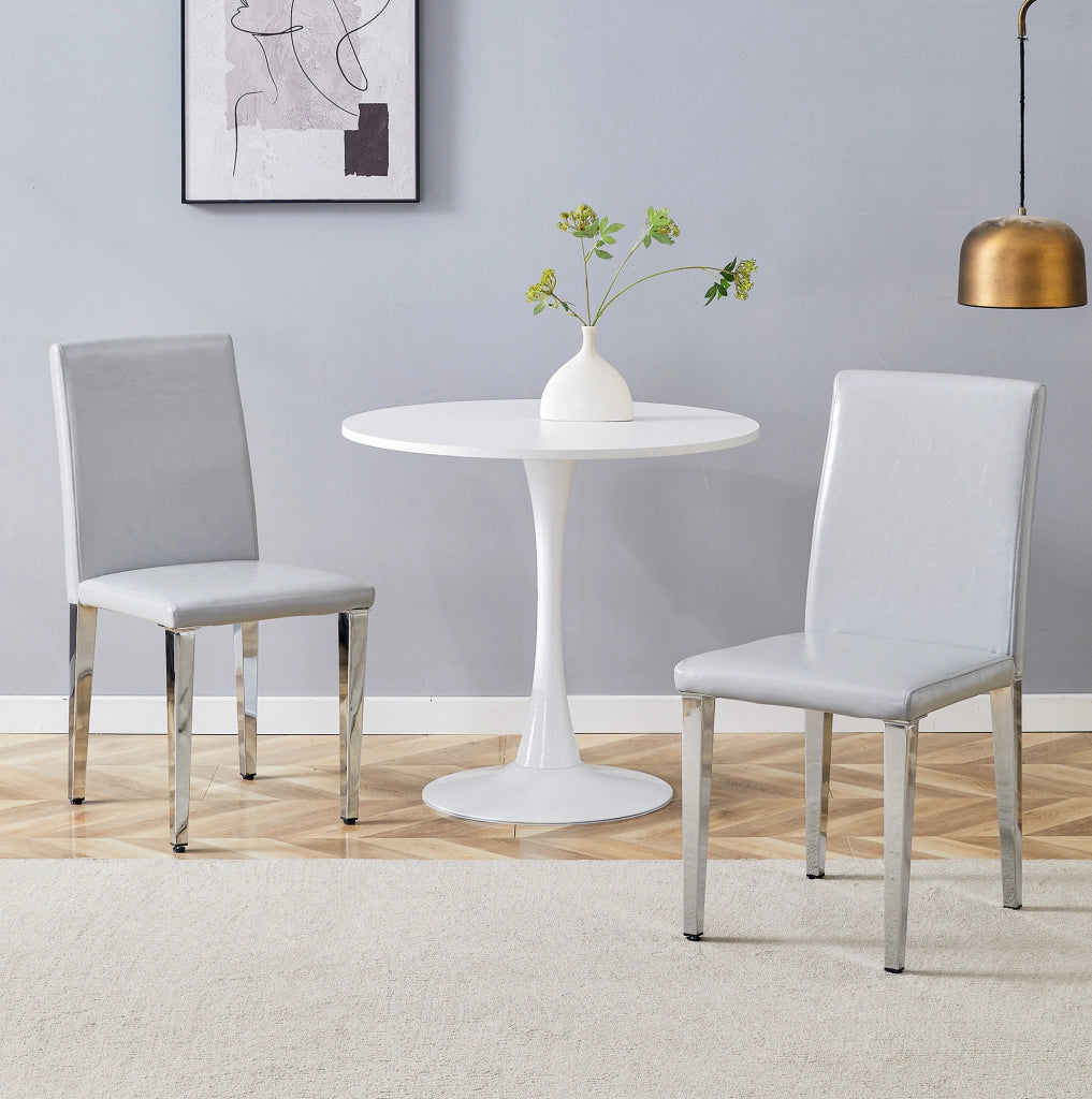 Set di 2 sedie da pranzo grigio chiaro e argento