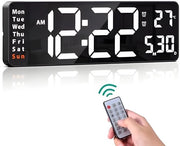 Orologio digitale per parete 406 cm (16 pollici) con display LED a distanza - grande schermo - 2 set allarme - illuminazione regolabile - timer - ora/data/temperatura - camera da letto