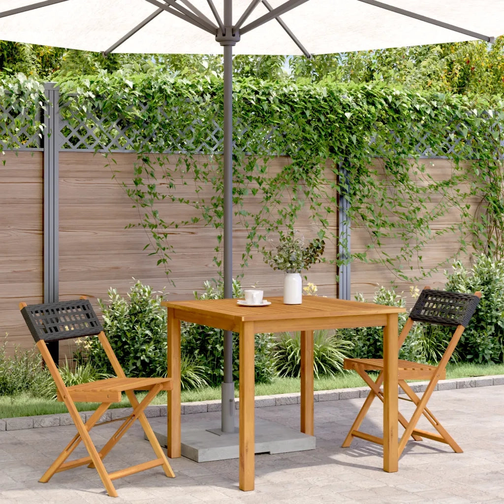 Sedie da BistrÃ² 2 pz Nere Legno Massello Acacia e Polyrattan