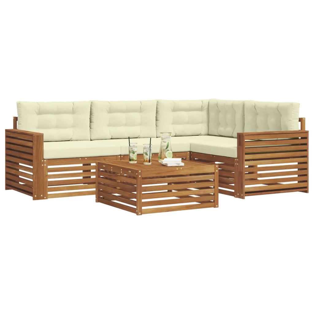 Set di divani da esterno con cuscino 5 pcs Naturale e Crema 3373425