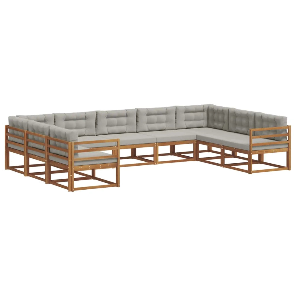 Set di divani da esterno 9 pcs Grigio Naturale e Chiaro