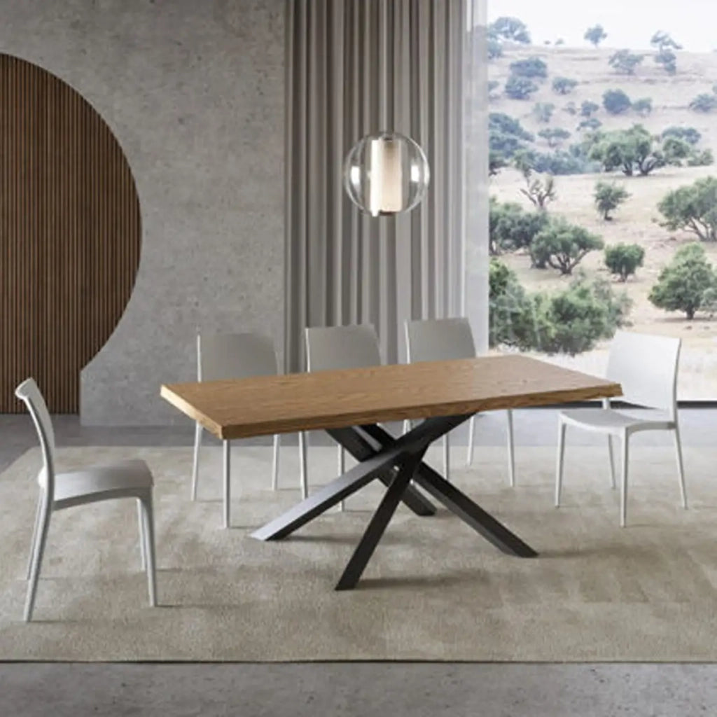 Tavolo allungabile 200/300x90 cm Versalux rovere scortecciato gambe antracite