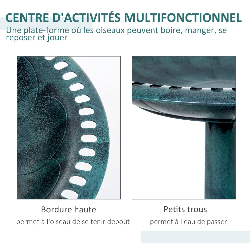 Abbeveratoio per Uccelli da Giardino ¨C Xylo ¨C Metallo Verde Effetto Ruggine ?50cm H69,5cm
