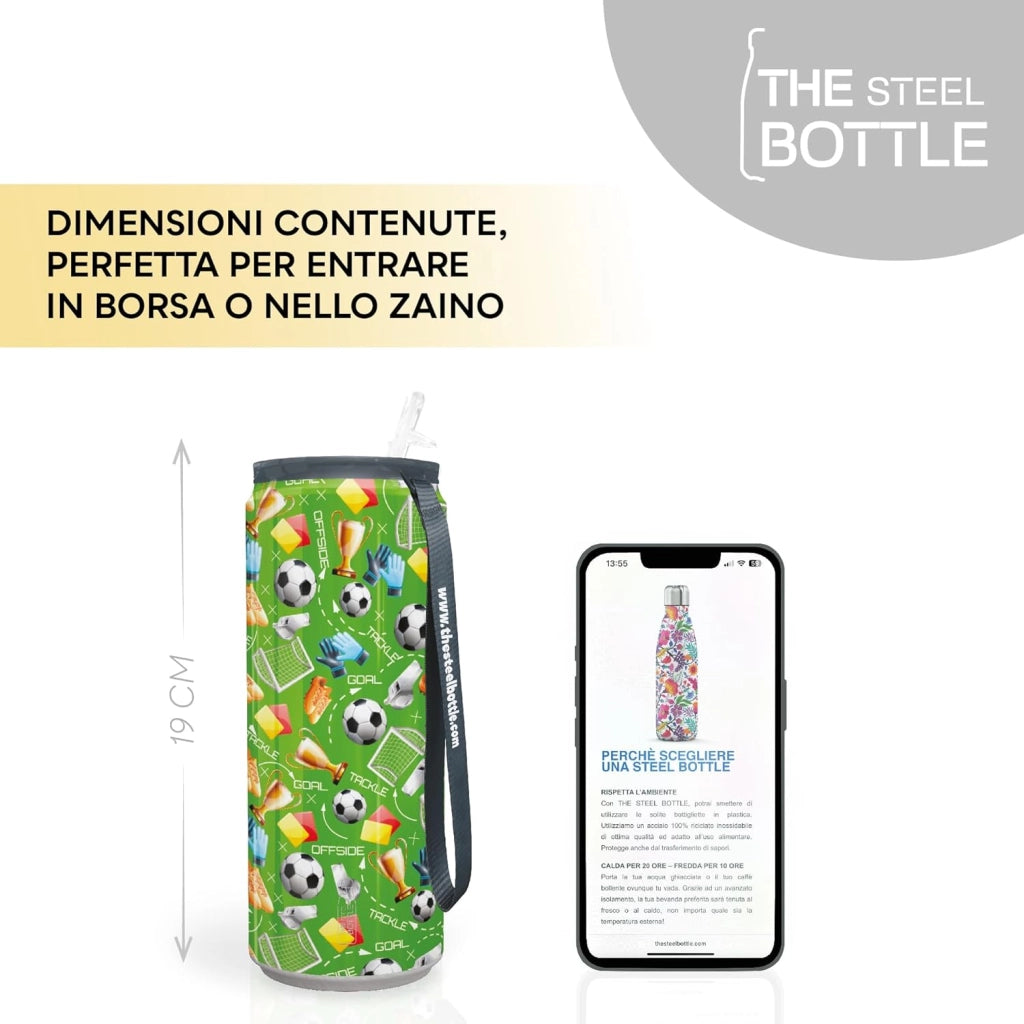 The Steel Bottle Bottiglia termica in Acciaio Inox Capacità 450 ml Chiusura Ermetica - Soccer
