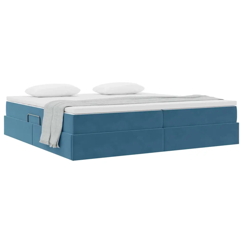 Letto con contenitore e materasso Blu Scuro 200 x 200 cm