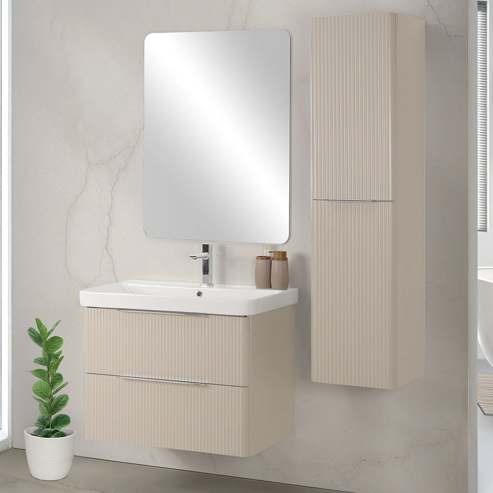 Colonna bagno sospesa 140cm in crema cannettato a 2 ante Mia