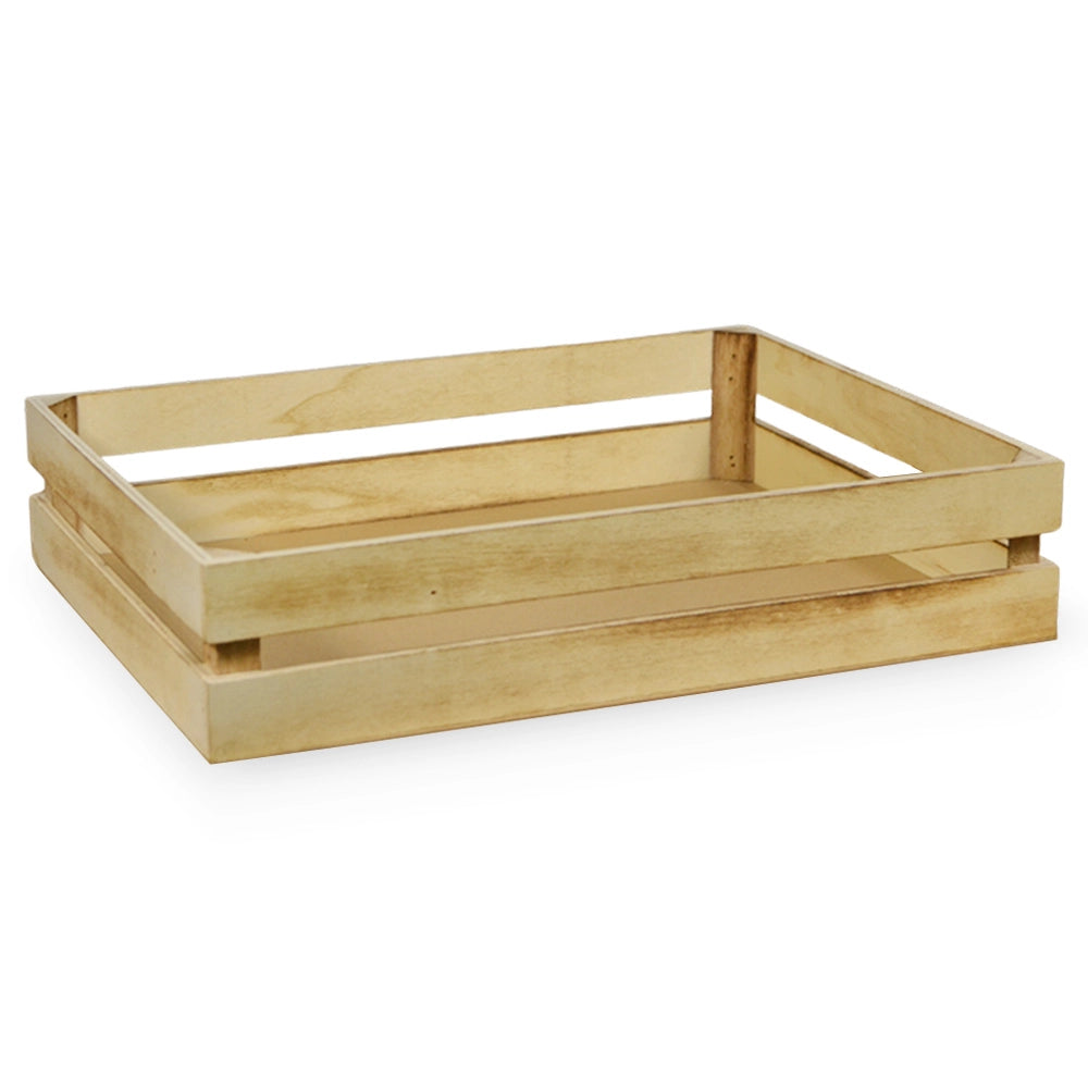 Cassette contenitori in Legno fiammato naturali da 3 Pezzi 37 X 28 X h 8 cm