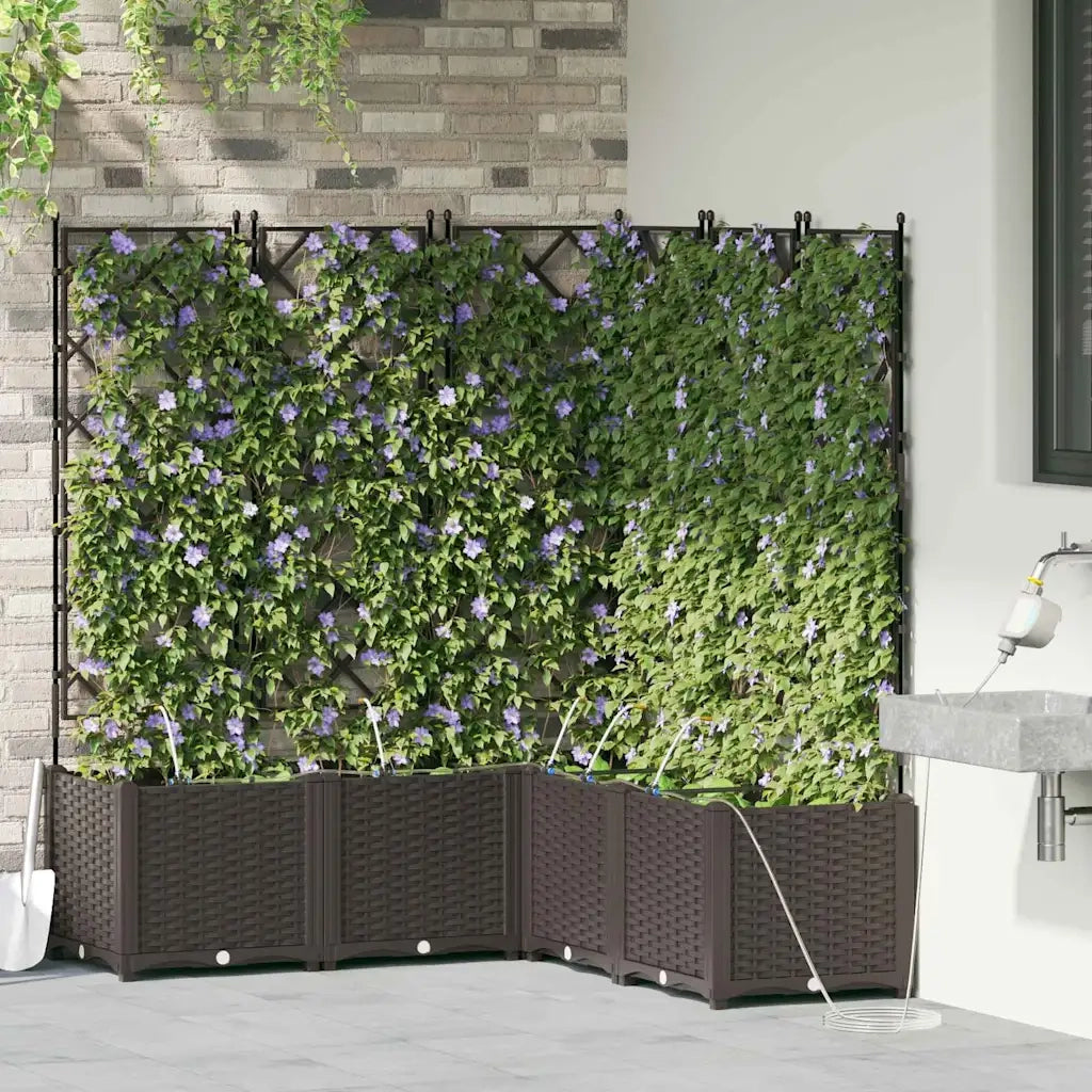 Fioriere | Cassetta per fiori | Vaso da giardino 5 pz Marrone 120 x 120 x 142 cm Plastica