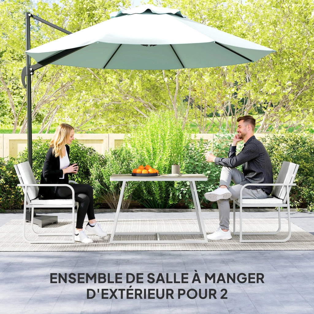 Set da giardino 2 persone con tavolo e sedie ¨C zephmum ¨C grigio, acciaio