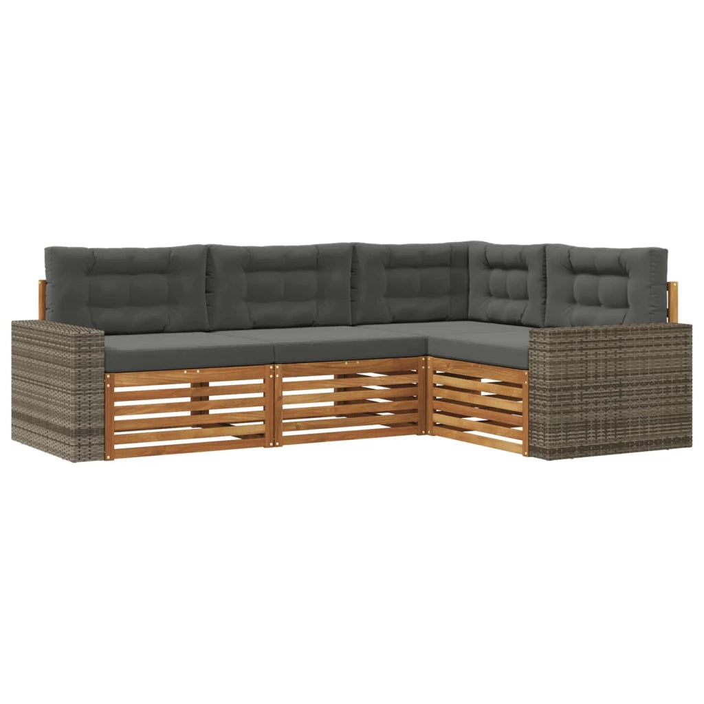 Set di divani da esterno 4 pz Naturale e Antracite Poliestere 3383310