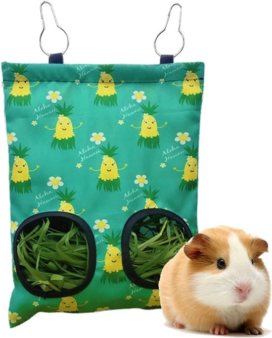 Alimentatore di Fieno per Coniglio - Alimentazione Sospesa per Fieno - Alimentatore di Fieno per Pappagallo Chinchilla Hamster (2 Finestre)