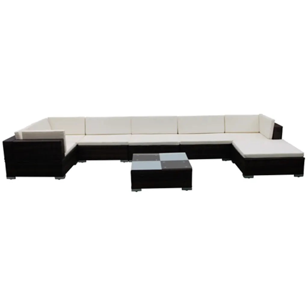 Set Divani da Giardino 8 pz con Cuscini in Polyrattan Marrone 42089