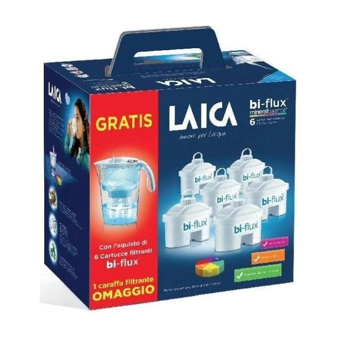 Laica J99601 Stream Line Caraffa Filtrante 2,3 L con 6 Filtri Bi-Flux Mineral Balance indicatore sostituzione colore Bianco