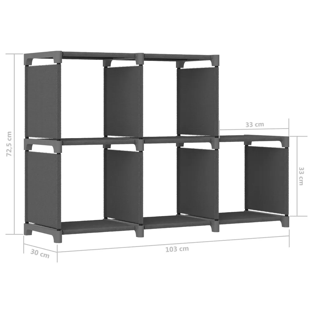 Mensola con 5 Vani a Cubo Grigia 103x30x72,5 cm in Tessuto 322604