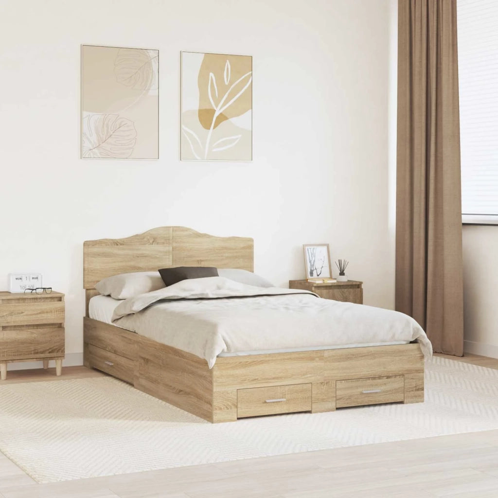 Struttura del letto con testiera Rovere Sonoma 120 x 200 cm 3413213