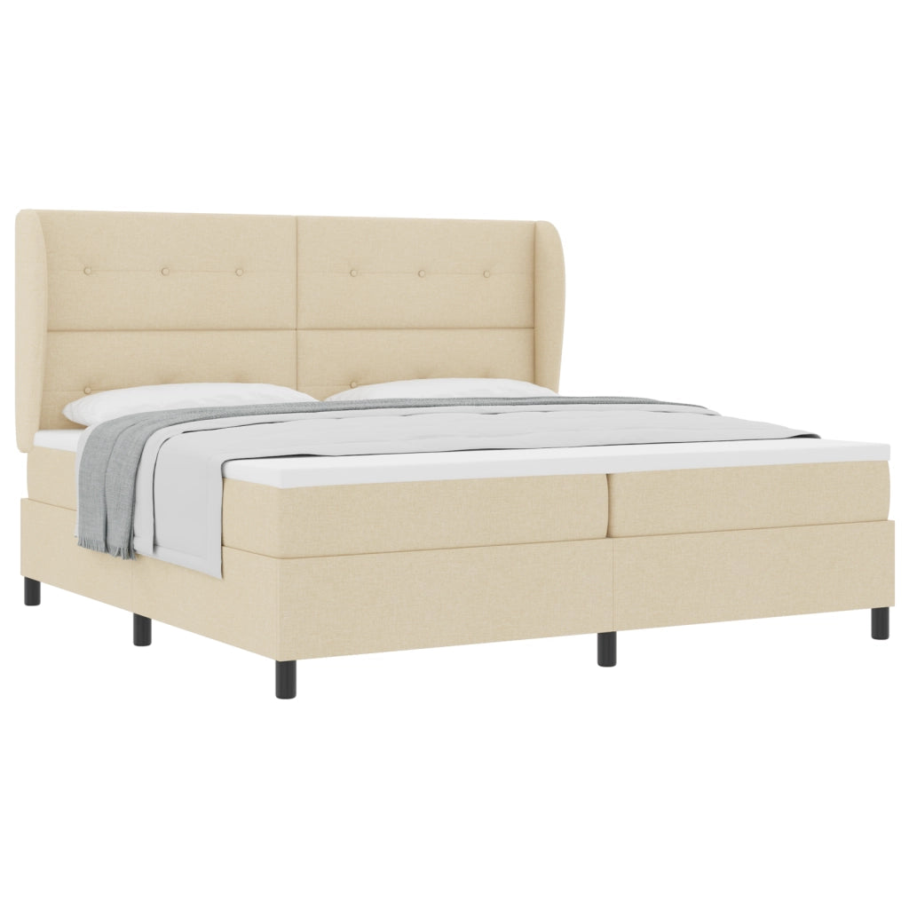 Letto a Box con Materasso - Panna, 200x200 cm Tessuto