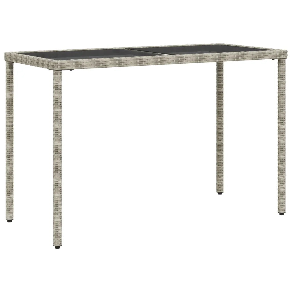 Tavolo Giardino Piano Vetro Grigio Chiaro 115x54x74 Polyrattan 365079