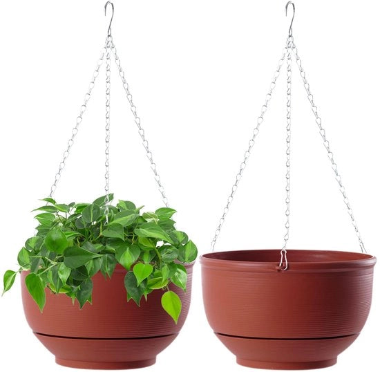Piantine pendenti per interni ed esterni, vasi pendenti 23 cm 2 pezzi Pianta pendente per piante, per esterni con fori di drenaggio e piatto rimovibile Piantine per soffitti e balconi