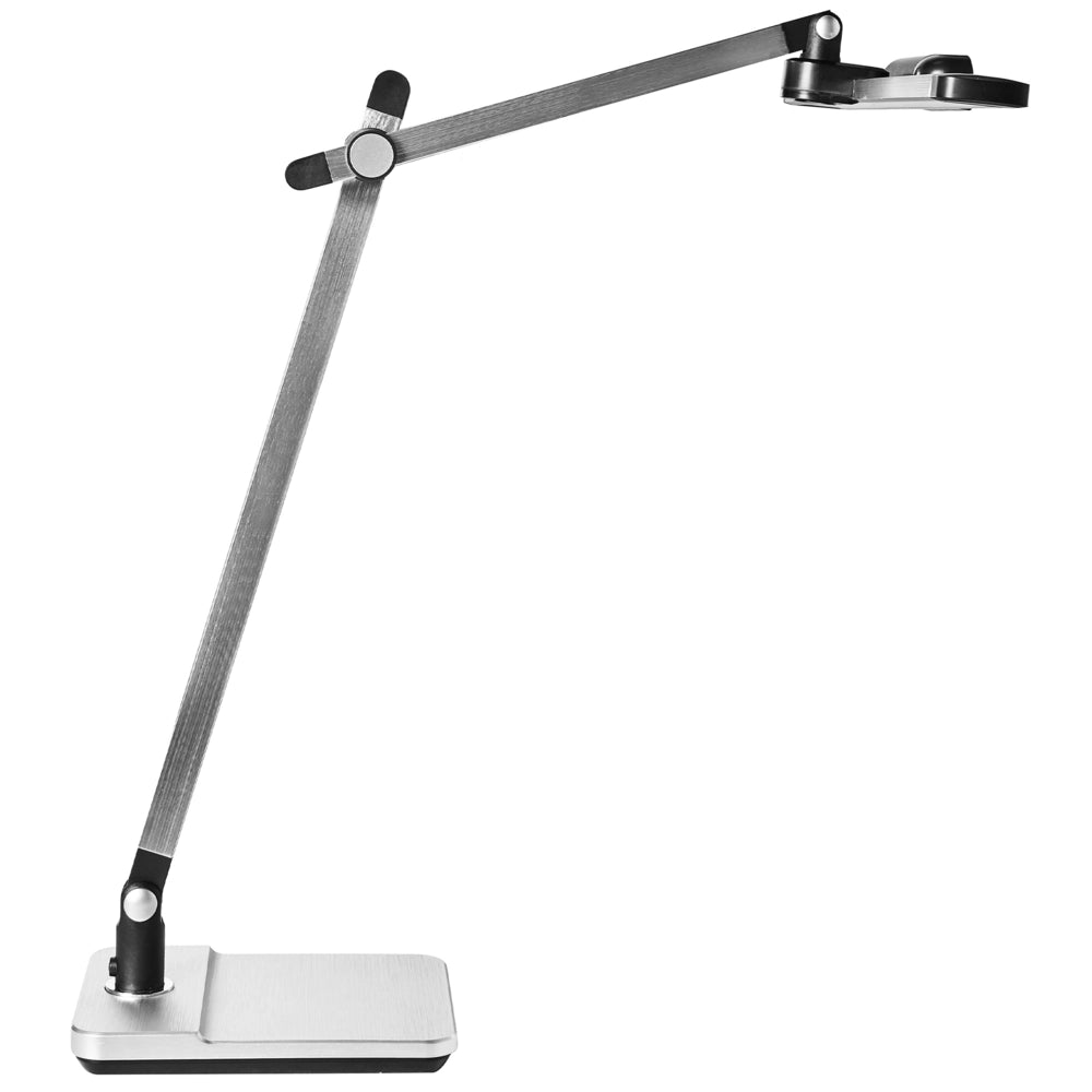 Lampada da scrivania professionale per ufficio argento illuminazione da tavolo per lettura e computer braccio regolabile dimmer continuo