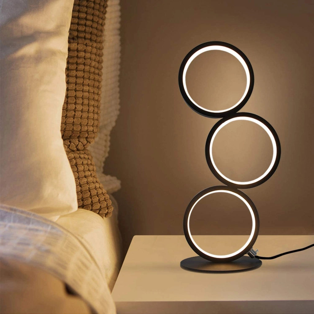 ZMH Lampada da tavolo LED nera anello scrivania comodino per camera letto