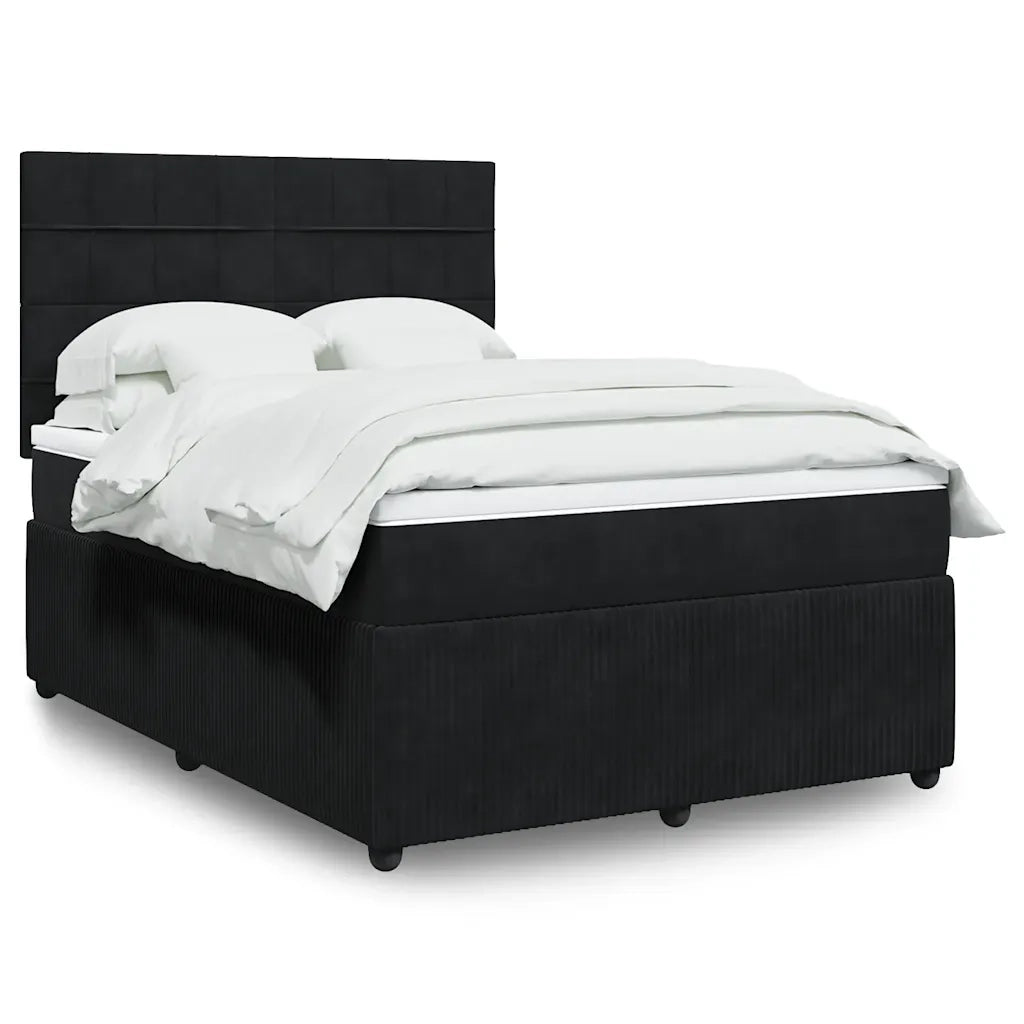 Giroletto a Molle con Materasso Nero 140x190 cm in Velluto 3292336
