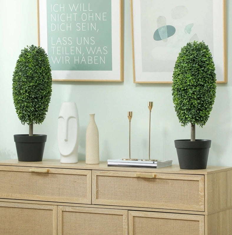 Set di 2 piante artificiali 60 cm con 322 foglie; resistenti ai raggi UV; plastica; verde