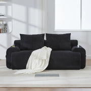 DIVANO Modulare 2 posti 200x99x80 cm in velluto a coste Nero