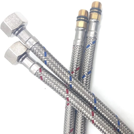 Sostegno per connessione 60 cm - Sostegno flessibile - G3/8 inch/M10 - Acciaio inox - Installazione acqua potabile - Gomma resistente all'usura - Cuffia di connessione