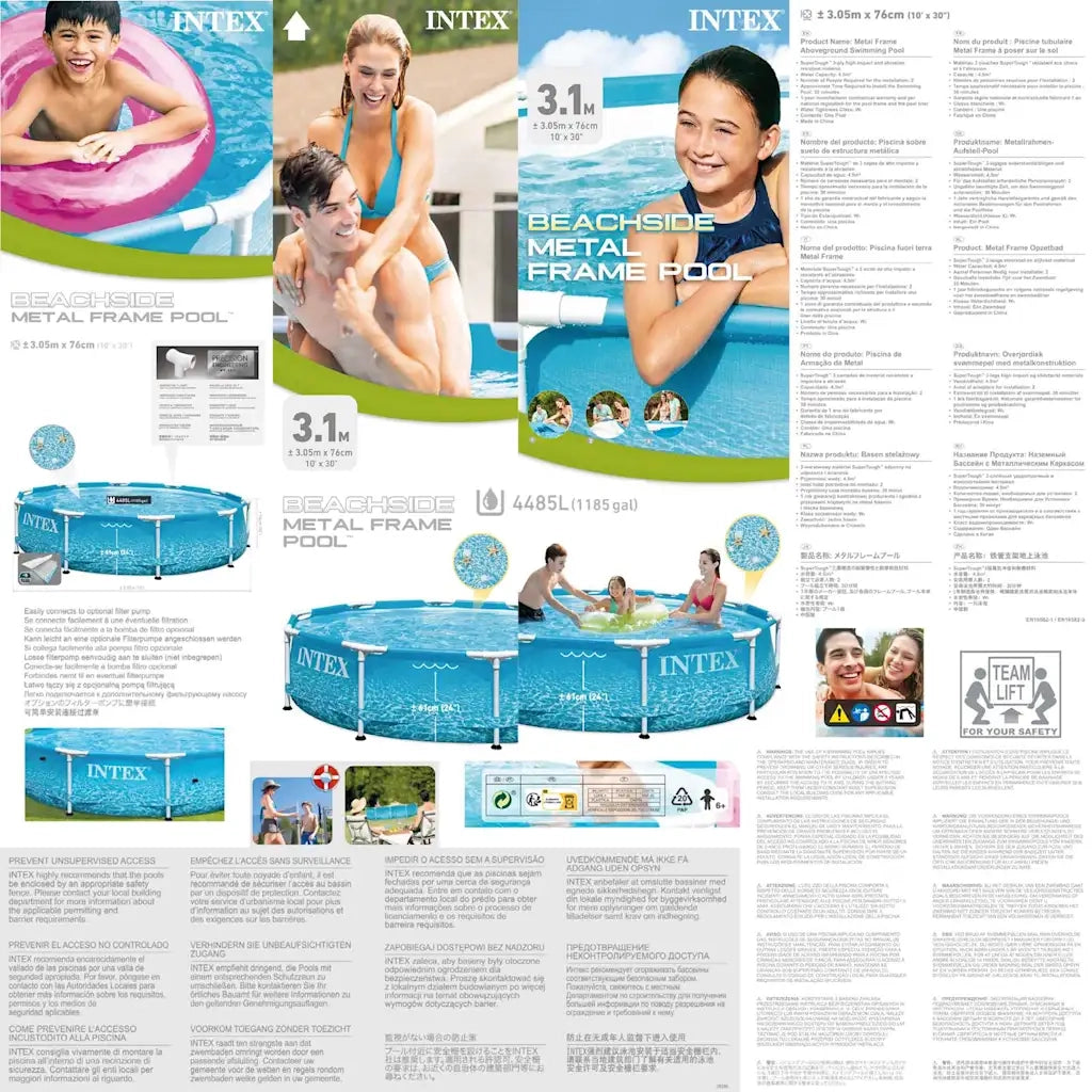 INTEX Piscina Beachside con Telaio in Metallo 305x76 cm 92515