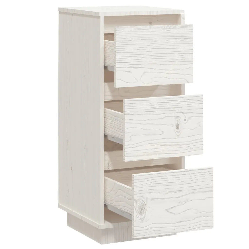 Credenza Bianca 32x34x75 cm in Legno Massello di Pino 813367