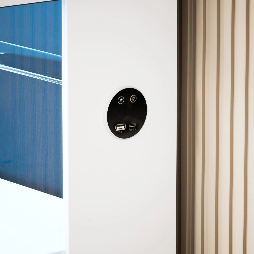 Vetrina in vetro con LED a 3 colori, sensore di movimento e ricarica USB, per soggiorno, bianco, 80 × 35 × 165 cm