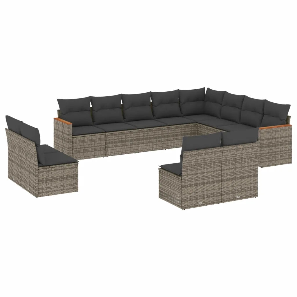 Set Divani da Giardino 12 pz con Cuscini Grigio in Polyrattan 3226473