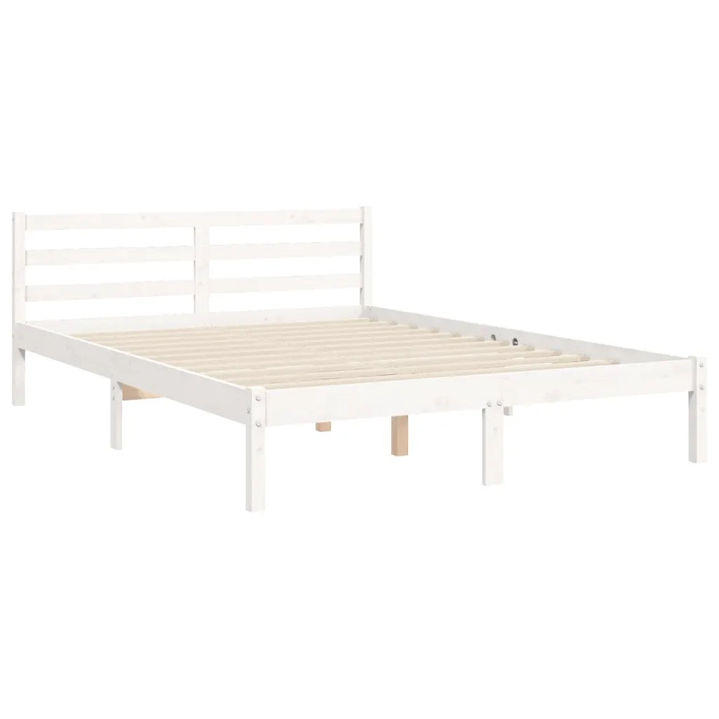 Giroletto con Testiera-Struttura Letto con testiera Bianco 140x200 cm in Legno Massello 591378