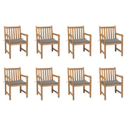 Sedie da Giardino 8 pz con Cuscini Grigi Massello di Teak cod mxl 8360