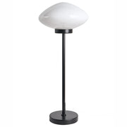 Lampada da tavolo Base in ferro metallico nero Paralume in vetro bianco Design moderno Soggiorno Camera da letto
