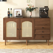 Credenza Stile Rustico con Ante in Rattan ¨C MINIMAL ¨C 130x75,5x40 cm