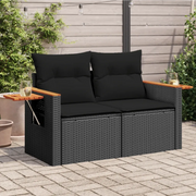 Divano da Giardino con Cuscini a 2 Posti-Sofa da Giardino-Divano da esterno Nero in Polyrattan 238411