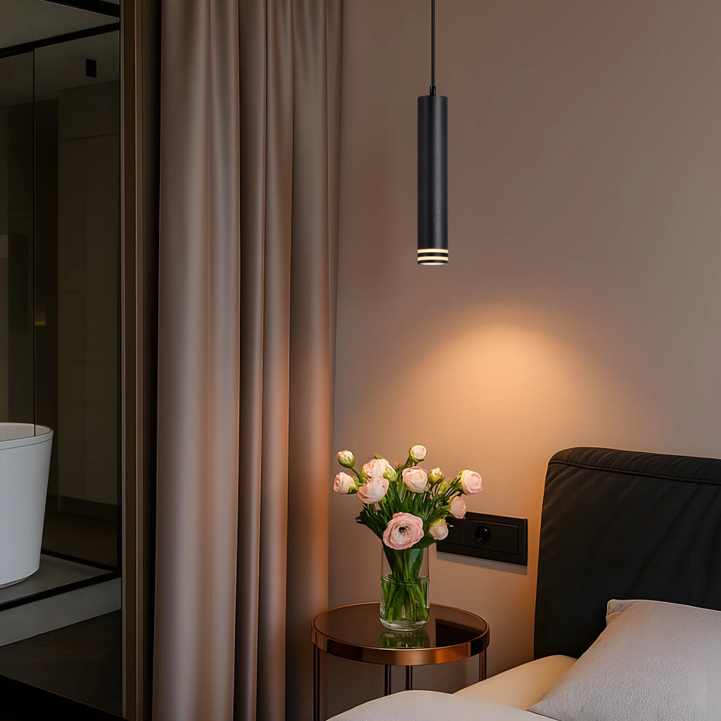 Lampada a sospensione ZMH GU10 Cilindro 1 luce Nero moderno per cucina Camera da letto Soggiorno