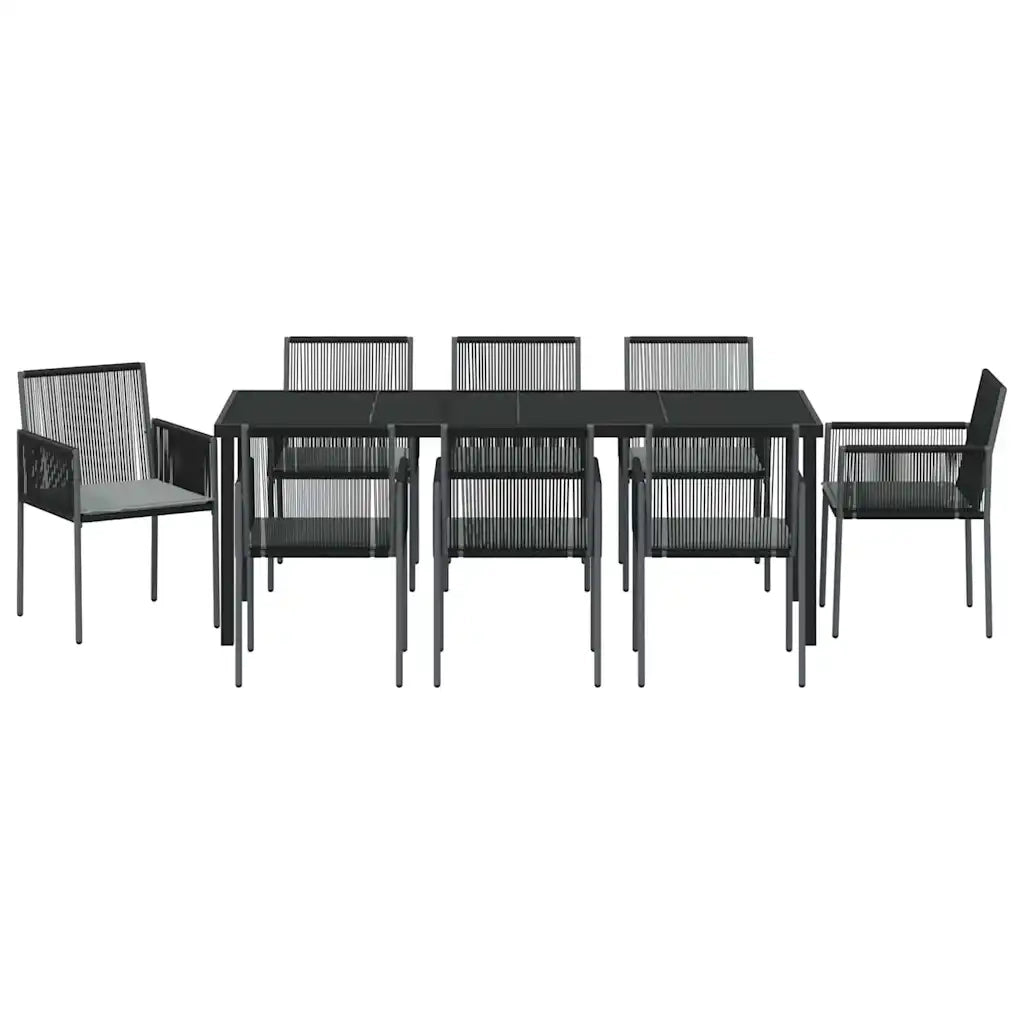Set da Pranzo per Giardino 9 pcs Nero Rattan in PE 3379113