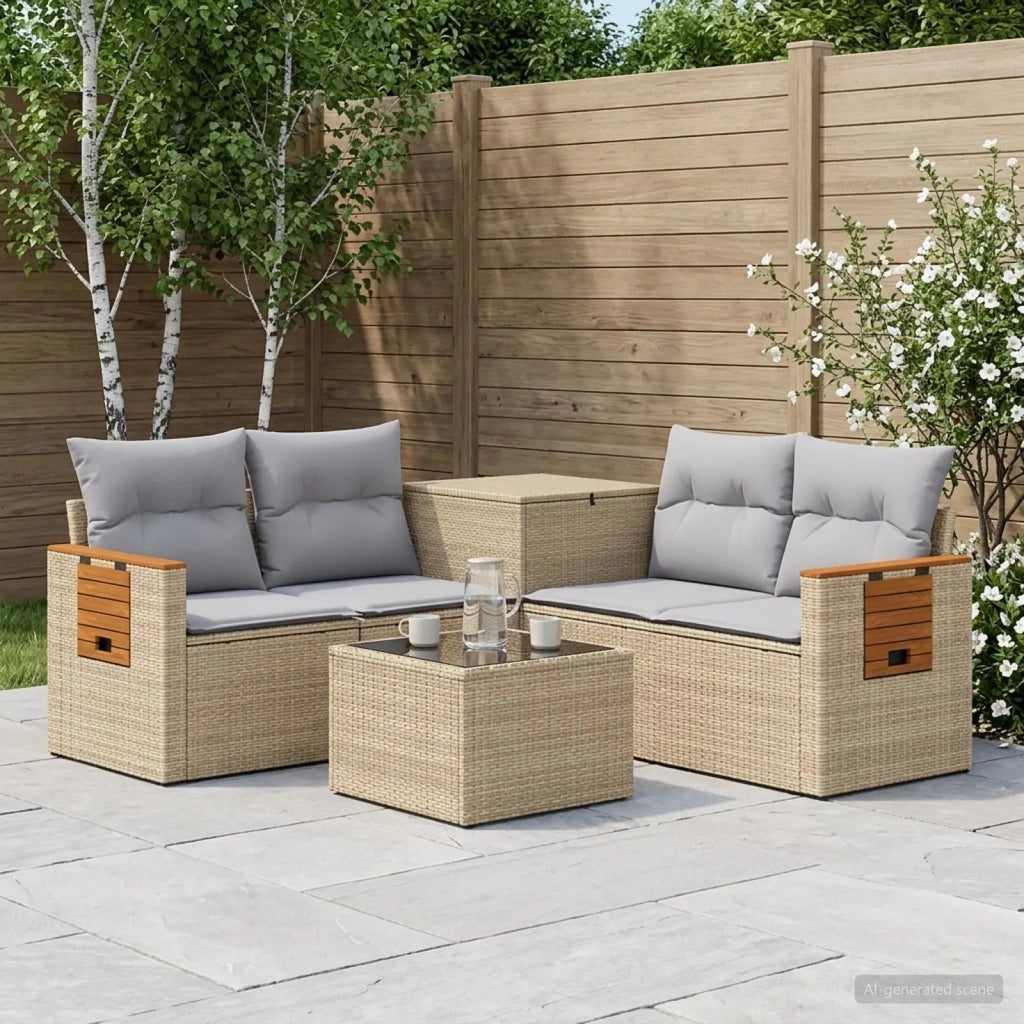 Set di divani 6 pz Beige e Grigio Chiaro 3447673