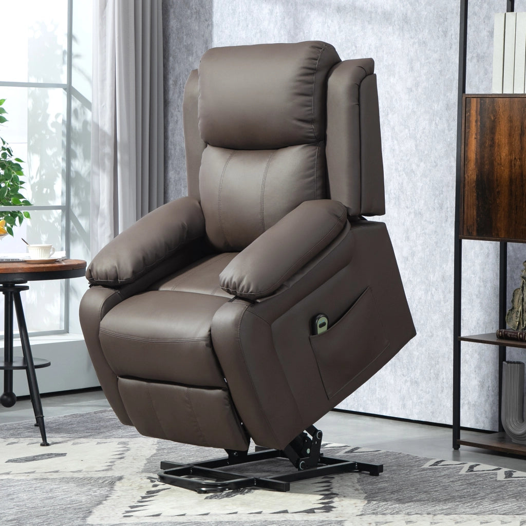 Poltrona reclinabile elettrica con poggiapiedi e telecomando ¨C zephmum ¨C marrone 76x90x105